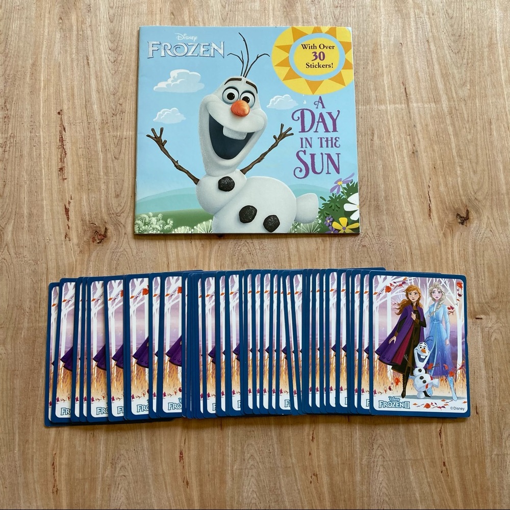 Frozen toy game bundle. Playing cards, Olaf sticker book. Disney. Frozen 2